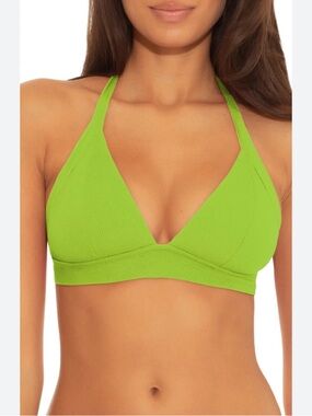 Becca by Virtue Lime Green Ribbed Triangle Bikini Top and bottom Size M